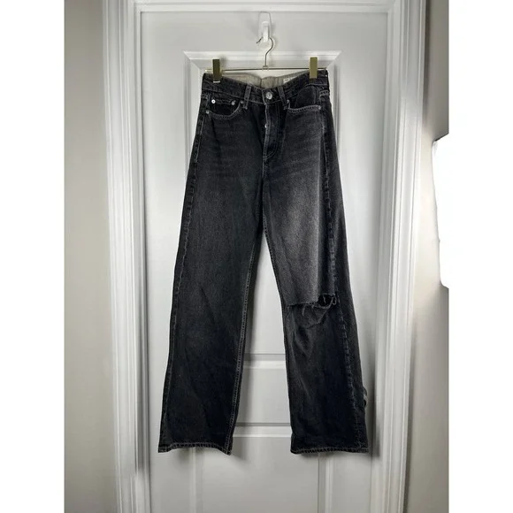 Rag & Bone Logan Wide Leg in Filmore With Holes REVOLVE SZ 25 - Picture 3 of 12